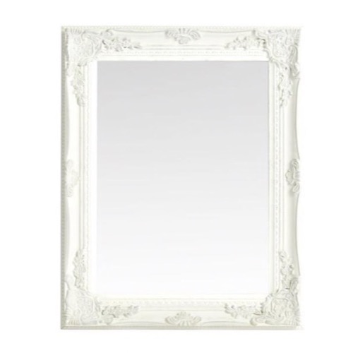 Hvidt spejl 0032 facetslebet let barok 40x50cm